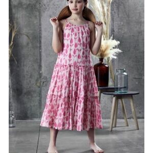 - Ujala pink batik maxi tiered dress